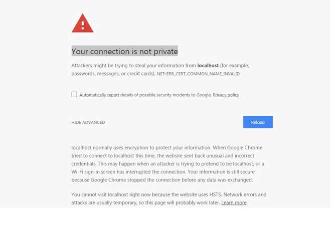 ارور connection is not secure