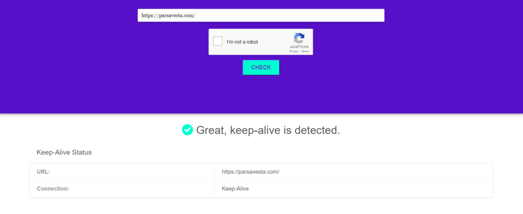 با ابزار آنلاین فعال بودن Keep Alive را چک کنید