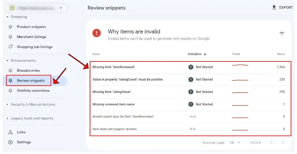 گزارش ‘Review snippets’ در گوگل سرچ کنسول