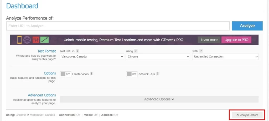 Analysis Option
