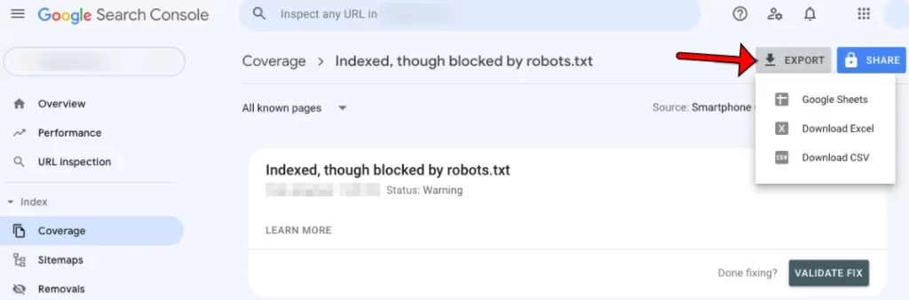 مراحل رفع خطای Indexed, though blocked by robots.txt