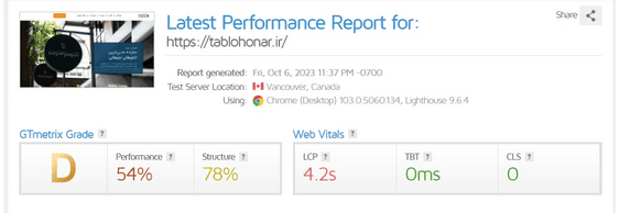 re-test گرفتن از gtmetrix