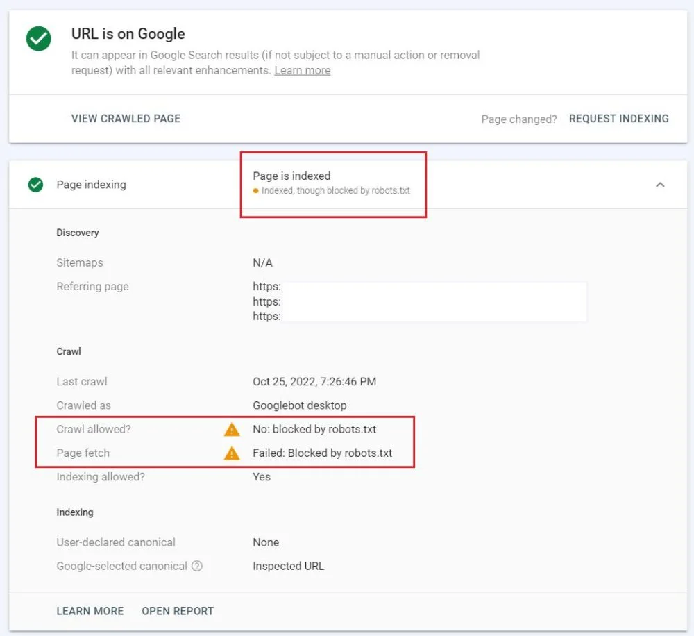 مشکل Indexed, though blocked by robots.txt 