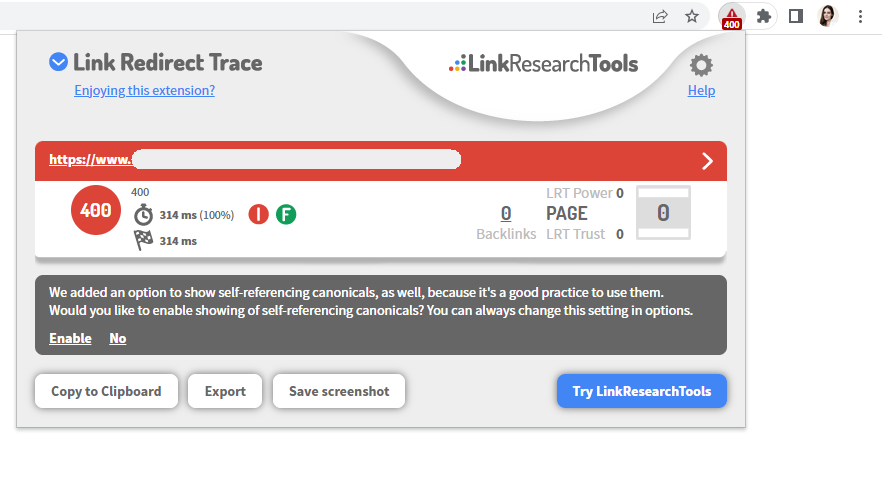 ابزار Link Redirect Trace در کروم