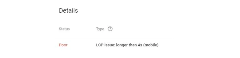 جزییات خطای LCP Issue: Longer Than 4s (Desktop) (Mobile)