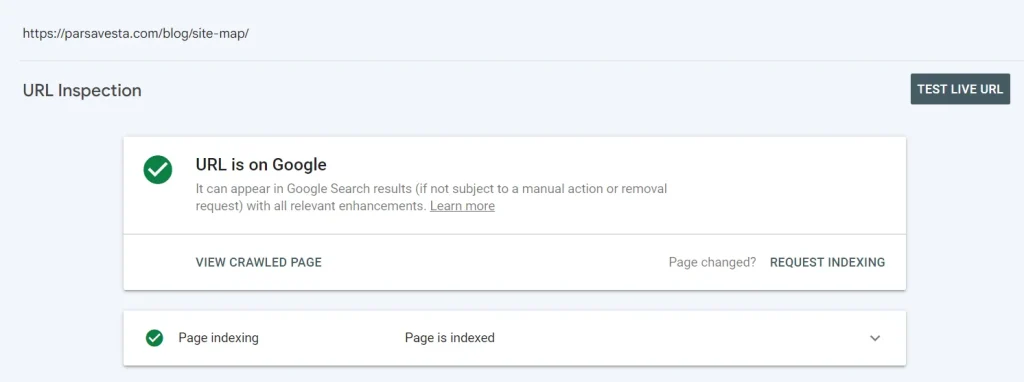  ابزار Inspection URL 