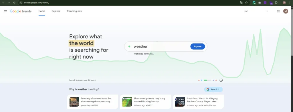 ورود به Google Trends و محیط ابزار