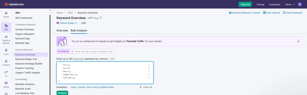 آموزش کامل ابزار Keyword Overview در SEMrush