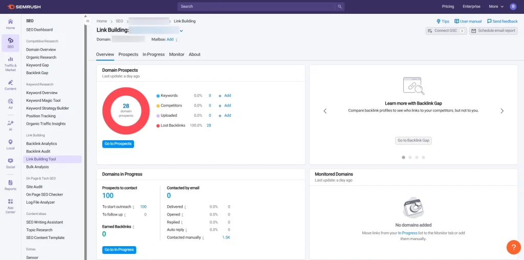 آموزش کامل ابزار Link Building Tool در SEMrush