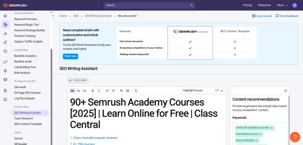 آموزش کامل ابزار SEO Writing Assistant در SEMrush
